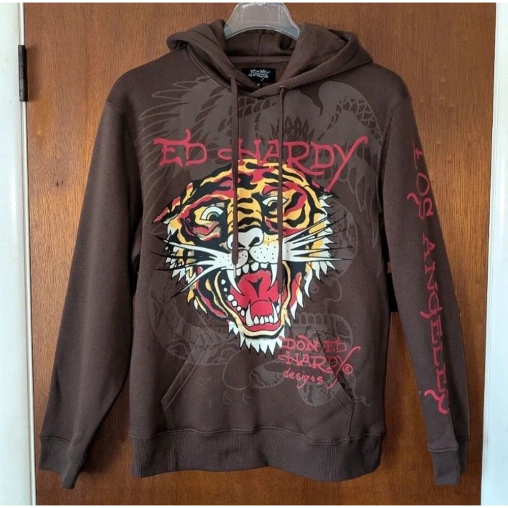 True Religion Tiger Tattoo Print Hoodie Men's size Medium NEW!
